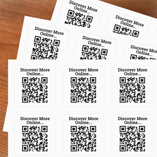 Sticker Carré Découvrir plus de conception de code QR en ligne g (Créateur téléchargé)
