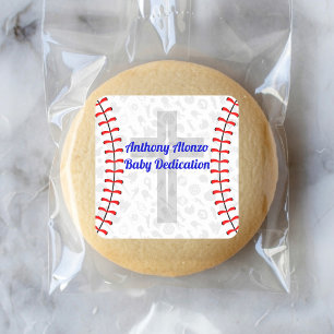 Sticker Carré Dédicace de bébé de baseball personnalisée avec cr