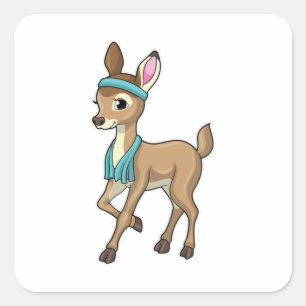Sticker Carré Deer at Fitness with Towel