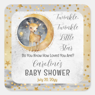 Sticker Carré Deer Twinkle Twinkle Little Star Baby shower