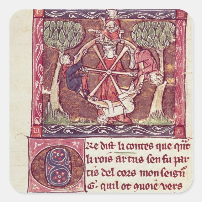Sticker Carré Déesse aveugle Fortune avec le roi Arthur (Devant)