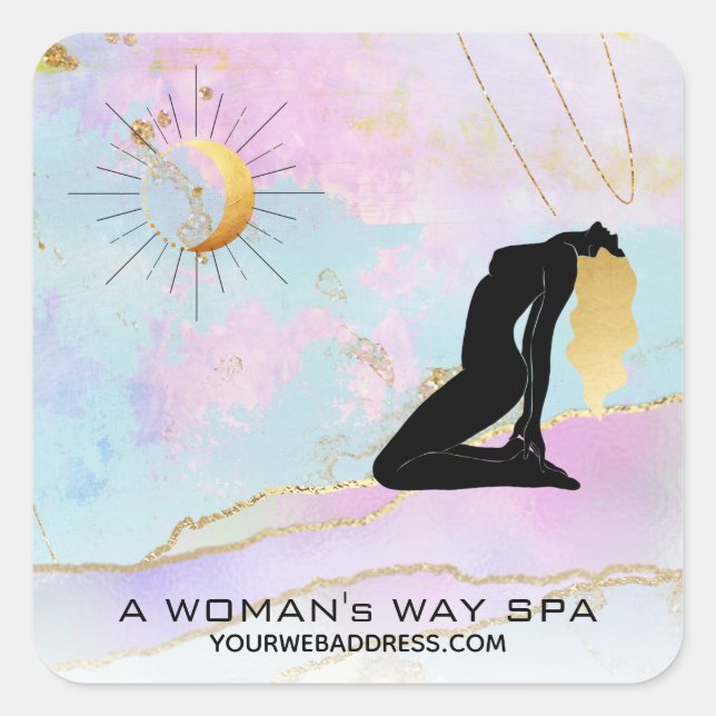 Sticker Carré *~* Déesse céleste Rainbow Pastel Parties scintill (Devant)