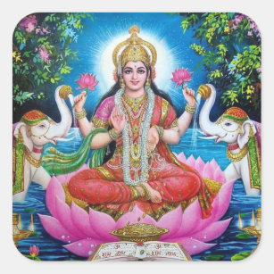 Sticker Carré Déesse de Lakshmi de la richesse, du bonheur, et