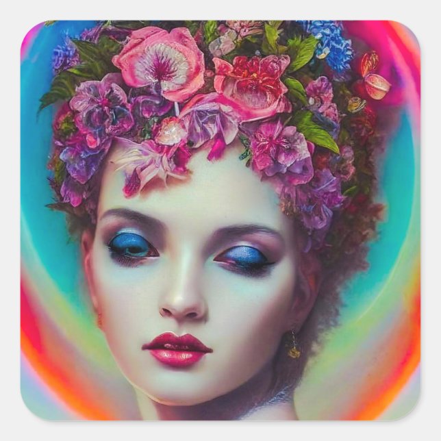 Sticker Carré Déesse des fleurs (Devant)