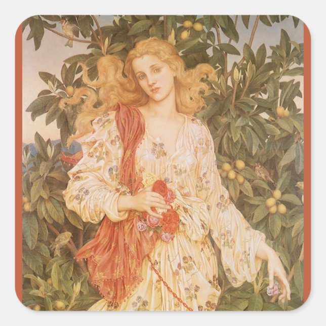 Sticker Carré Déesse des fleurs et des floraisons, Flora par Mor (Devant)