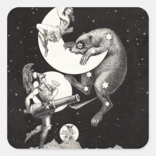 Sticker Carré Déesse lunaire céleste antique et ours Ursa Major