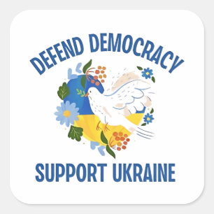 Sticker Carré Défendre la démocratie soutenir l'Ukraine Amérique