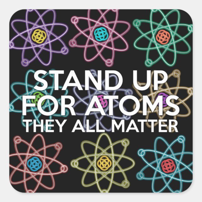 STICKER CARRÉ DÉFENDRE LES ATOMES (Devant)