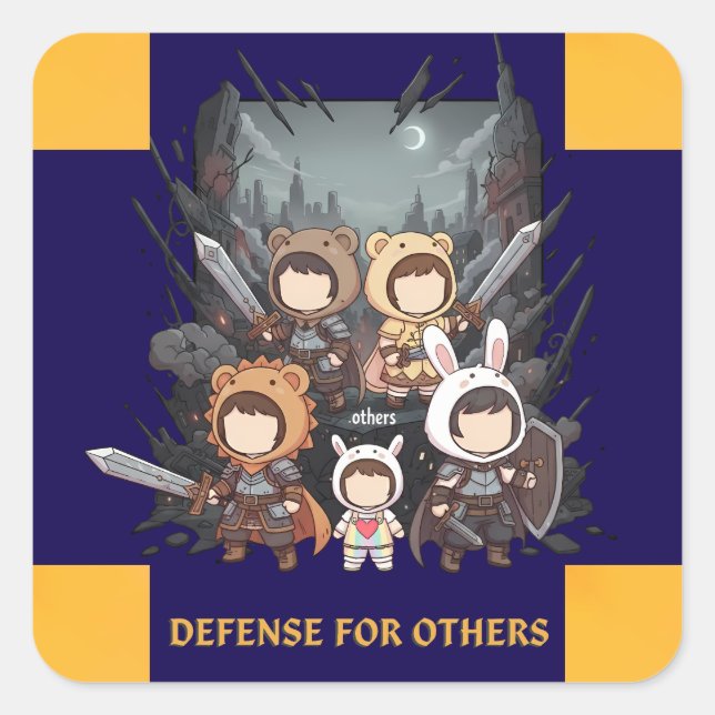 Sticker Carré Defense for Others - Little Guardians (Devant)