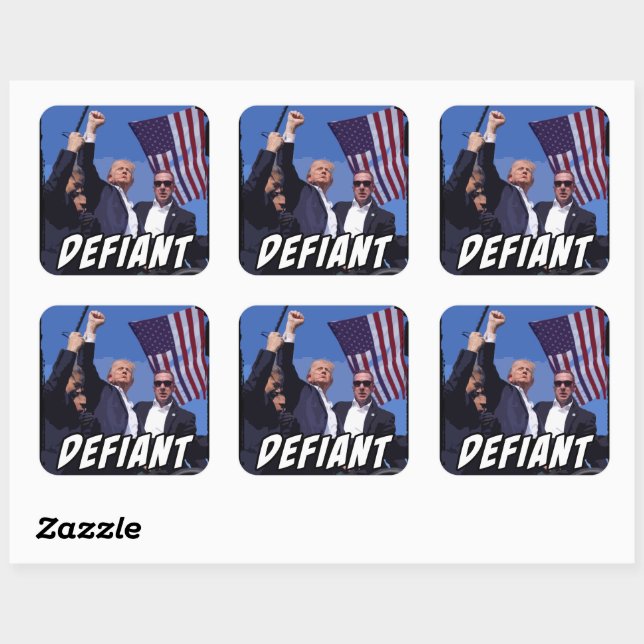 Sticker Carré Défiant USA Patriot Donald Trump Rally 2024 Lutte  (Feuille)
