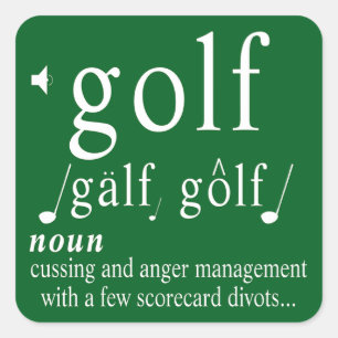 Sticker Carré Définition drôle de golf humour gestion de la colè