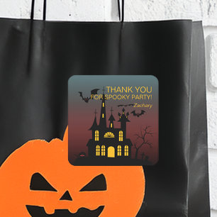 Sticker Carré Dégradé de maison hantée pour Halloween