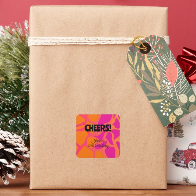 Sticker Carré Dégradé Orange et Rose Chaud Cheers  (vacances)