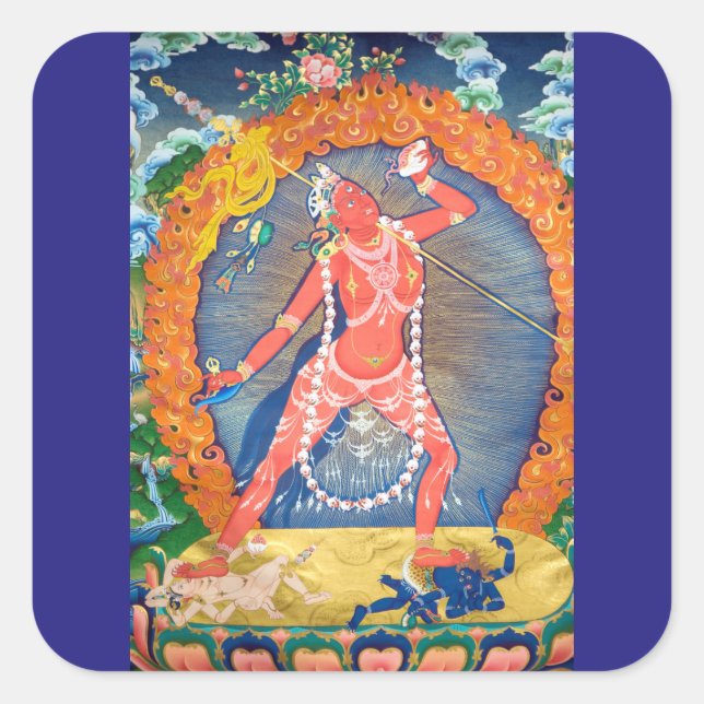 Sticker Carré Déité bouddhiste tibétaine de Vajrayogini (Devant)