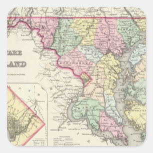 Sticker Carré Delaware et Maryland avec District de Columbia