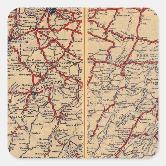 Sticker Carré Delaware, Maryland, Virginie-Occidentale (Devant)