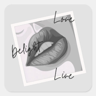 Sticker Carré Délice Amour Lèvres Vivantes