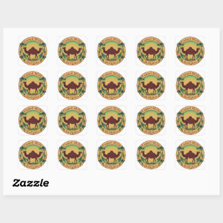 Sticker Carré Délices de lait de chameau-Tropical Camel Palm Pin