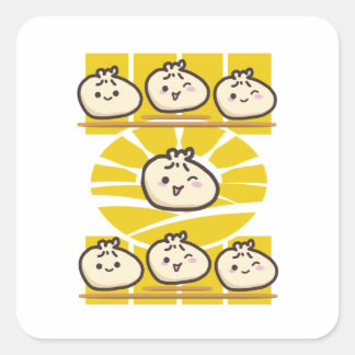 Sticker Carré délicieux dumplings dim sum ensoleillés 