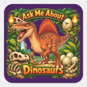 Sticker Carré Demandez-moi des dinosaures Spinosaurus Autocoll