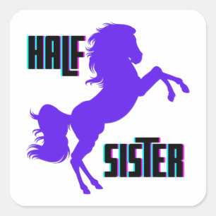 Sticker Carré Demi-soeur Poney Violet Frère et soeur