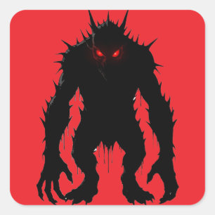 Sticker Carré Démon de l'ombre Monstre Yeux rouges Horreur cadea