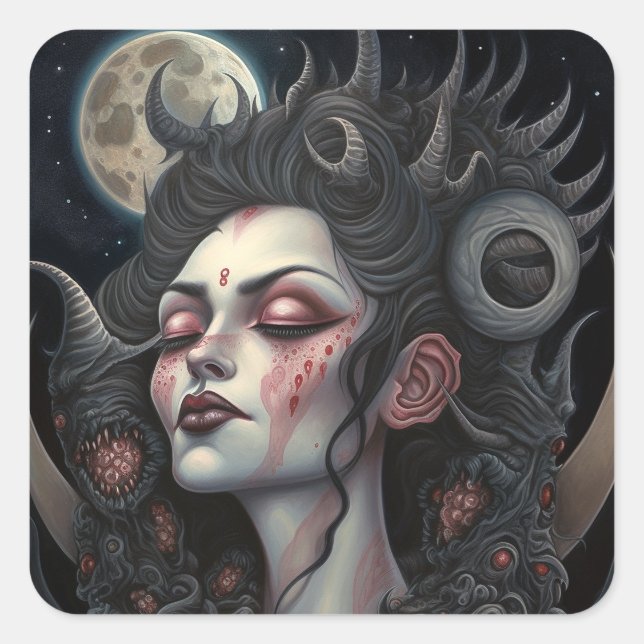 Sticker Carré Demon Woman Queen Dark Imaginaire Art (Devant)