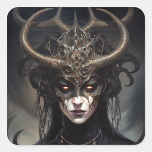 Sticker Carré Demon Woman Queen Dark Imaginaire Art
