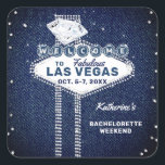 Sticker Carré Denim Diamonds Las Vegas Merci Bachelorette Party<br><div class="desc">Un denim moderne, élégant et classe et diamants de la soirée de bachelorette merci sticker modèle avec un thème Las Vegas, avec un arrière - plan de denim, icônes Las Vegas graphisme superposé numériquement avec un strass et effet parties scintillant et rétro, typographie et calligraphie emblématique. Au dos, un modèle...</div>