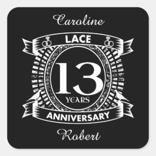 Sticker Carré Dentelle du 13e anniversaire du mariage