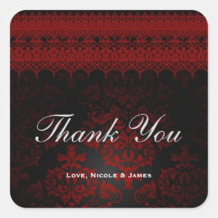 Sticker Carré Dentelle gothique damassée rouge et noire Dark Rom