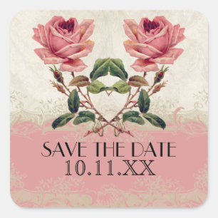 Sticker Carré Dentelle rose de cru baroque de style