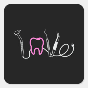 Sticker Carré Dentist Dents Dental Love Dental Dental Dental Den