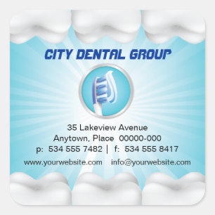 Sticker Carré Dentiste des dents brillantes