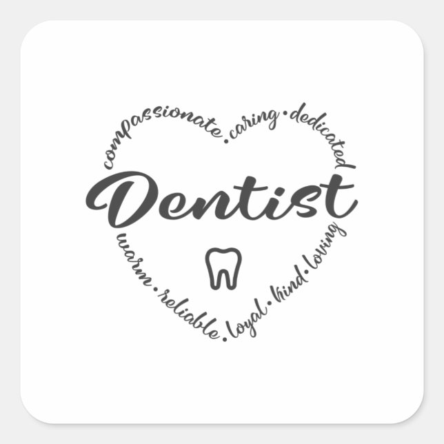 Sticker Carré Dentiste, école dentaire, bureau de dentiste (Devant)