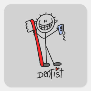 Sticker Carré Dentiste en bonhomme allumette basique