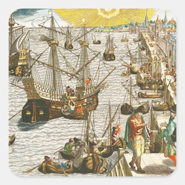 Sticker Carré Départ à Lisbonne pour le Brésil (Devant)