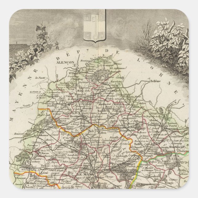 Sticker Carré Département De La Sarthe (Devant)