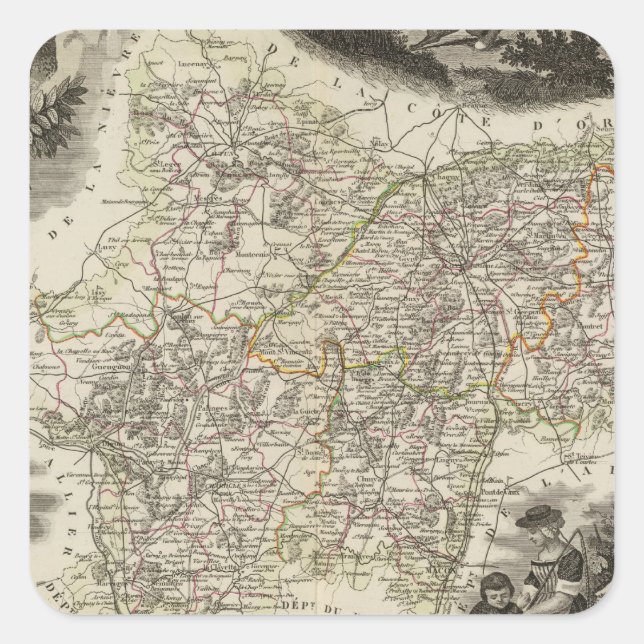 Sticker Carré Département de Saone et Loire (Devant)