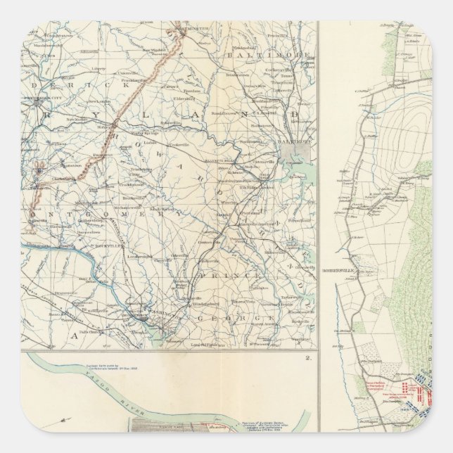 Sticker Carré Départements militaires de Wash, Penn, Annapolis,  (Devant)