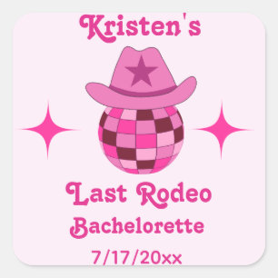 Sticker Carré Dernier Rodeo Pink Disco Cowgirl Bachelorette