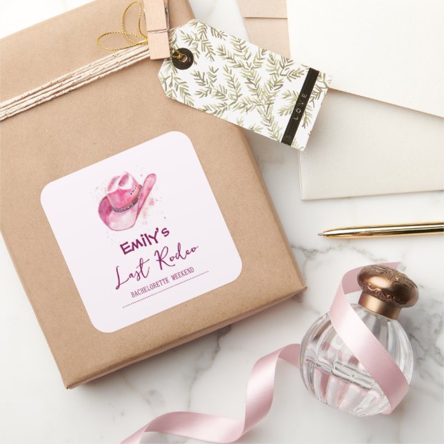 Sticker Carré Dernier Rodéo Week-end d'enterrement de vie de jeu (Cadeaux)