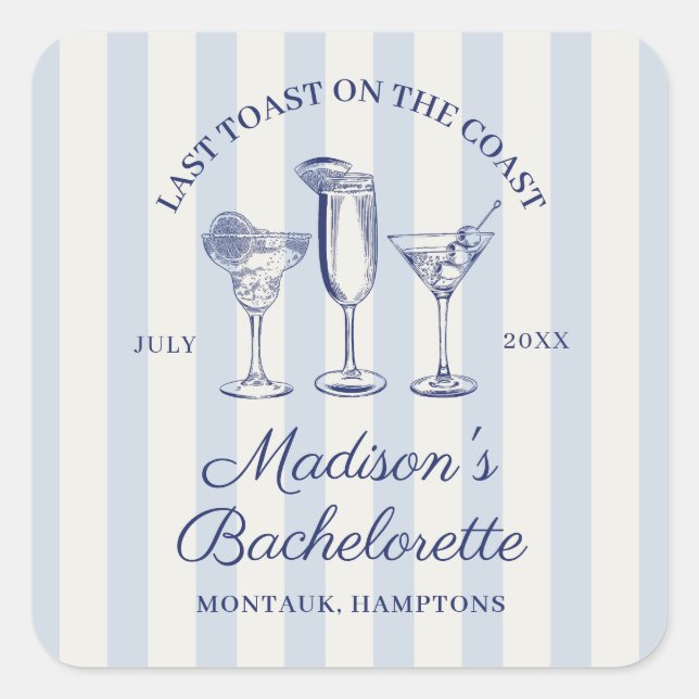 Sticker Carré Dernier Toast Sur La Côte Bleu Dusty (Devant)