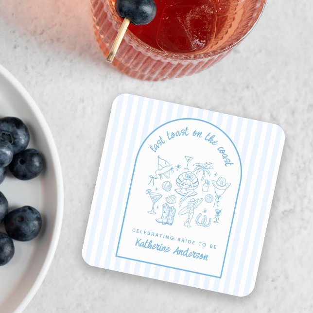 Sticker Carré Dernier Toast sur la Côte Favorites de la Plage Bl (Créateur téléchargé)