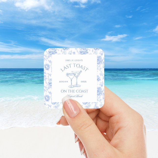 Sticker Carré Dernier Toast sur la côte Floral Bachelorette (Créateur téléchargé)