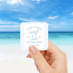 Sticker Carré Dernière Toast sur la Plage Côtière Bleue Enterrem