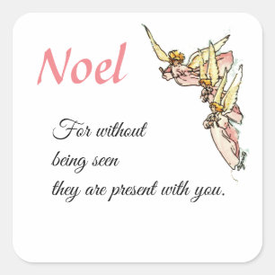 Sticker Carré Des anges d'aquarelle douce émergent de la Place d