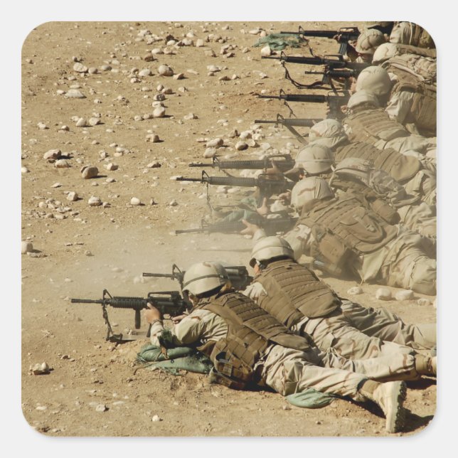 Sticker Carré Des carabines M-4 et M-16A2 de la marine américain (Devant)