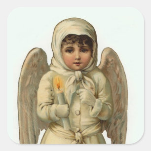 Sticker Carré des collants d'anges de Noël vintage plus fins