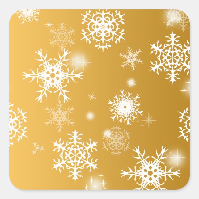 Sticker Carré Des flocons de neige blancs ajourés. (Devant)